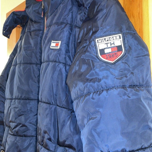 Tommy Hilfiger Winter Puffer Jacket Fleece Lined removable Hood Navy Blue 10/12 - Picture 5 of 15